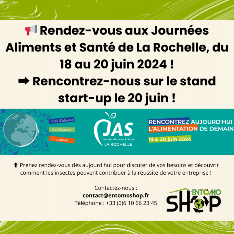 📢 Rendez-vous aux Journées Aliments et Santé de La Rochelle, du 18 au 20 juin 2024 ! ➡ Rencontrez-nous sur le stand start-up le 20 juin !